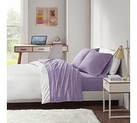 Intelligent Design Parure de lit 4 pièces en Jersey de Coton mélangé Infroissable avec Bonnet Profond de 35,6 cm, Toutes Saisons, taie d'oreiller Assortie, lit Double, Violet