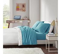 Intelligent Design Parure de lit 4 pièces en Jersey de Coton mélangé Infroissable avec Bonnet Profond de 35,6 cm, Toutes Saisons, taie d'oreiller Assortie, lit Double, Bleu Sarcelle