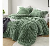 Intelligent Design Parure de lit Douillette 3 pièces, Couette légère en Velours côtelé et 2 taies d'oreiller, pour Toutes Les Saisons, avec Envers en Microfibre, pour lit Double/Grand lit, Vert