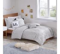 Intelligent Design Parure de lit Toutes Saisons, taie d'oreiller Assortie, Oreiller décoratif, Polyester, Gris/Argent, lit jumeau XL