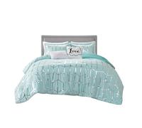 Intelligent Design Raina Parure de lit 5 pièces en Microfibre Ultra Douce pour Chambre de Fille et Adolescente Bleu Turquoise