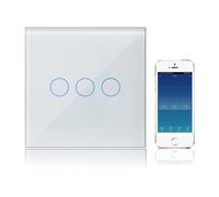 Intelligent Interrupteur Connecté 3 Gang 1 Voies Alexa/Google Compatible,WiFi Interrupteur Tactile Panneau en Verre Blanc