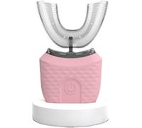 Intelligente brosse à dents sonique U-forme pour enfants et adultes - nettoyage 360°, ultrasons doux, minuterie intelligente 45s, 3 modes, étanche IPX7, recharge USB longue durée (Rose)