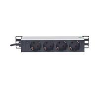 Intellinet 10" 1U Rackmount 4-Way Power Strip - German Type", With Power Indicator, No Surge Protection, 1.8m Power Cord - Coupe-circuit