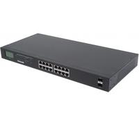 Intellinet 16-Port Gigabit Ethernet PoE+ Switch with 2 SFP Ports, LCD Display, IEEE 802.3at/af Power over Ethernet (PoE+/PoE) Compliant, 370 W, Endspan, 19" Rackmount - Commutateur - non géré - 16 x 1