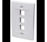 Intellinet 163309 : Plaque de Commutation et Obturateur Blanc, 3 Découpes Standard, Entraxe 8.25cm, 70x111mm, Compatible Boîtier Prise Standard