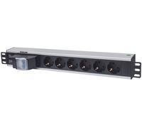 Intellinet 19" 1.5U Rackmount 6-Way Power Strip - German Type", With Double Air Switch, No Surge Protection, 1.6m Power Cord - Unité de distribution secteur (rack-montable) - connecteurs de sortie : 6