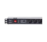 Intellinet 19" 1.5U Rackmount 6-Way Power Strip - German Type", With On/Off Switch and Surge Protection, 3m Power Cord - Coupe-circuit