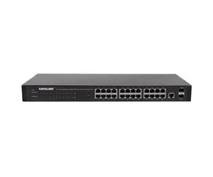 Intellinet 24-Port Network Switch, 24-Port (RJ45), Rackmount, Gigabit, 4 SFP, Ethernet Web-Smart, 10/100/1000 Mbit - Commutateur - Géré - 24 x 10/100/1000 + 2 x SFP - de bureau, Montable sur rack