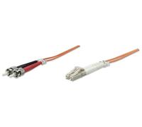 Intellinet Fiber Optic Patch Cable, OM1, LC/ST, 2m, Orange, Duplex, Multimode, 62.5/125 µm, LSZH, Fibre, Lifetime Warranty, Polybag - Cordon de