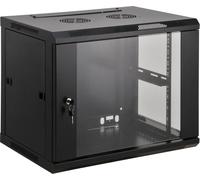 Intellinet Armoire réseau, Montage Mural (Standard), 15U, Profondeur 450 mm, Noir, assemblée, Max 60 kg, Porte en métal et Verre, Panneau arrière, côtés Amovibles, Convient également pour Une