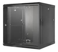Intellinet Network Cabinet, Wall Mount (Standard), 12U, Usable Depth 500mm/Width 540mm, Black, Assembled, Max 60kg, Metal & Glass Door, Back Panel, Removeable Sides,Suitable also for use on desk or fl