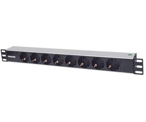 Intellinet 714037 unité de Distribution d'énergie 8 Sortie(s) CA 1U Aluminium, Noir