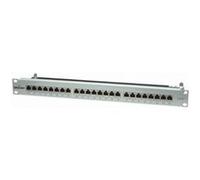 Intellinet Platine de brassage CAT6 blindée, 24 ports, FTP, 1U, blocs de terminaison à impact à angle droit à accès par le haut - Tableau de connexions - CAT 6 - FTP - RJ-45 X 24 - gris - 1U - 19