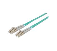 Intellinet 750868 - Câble Fibre Optique OM3 LC/LC 1m, 50/125µm, Multimode, Duplex Intégral, LSZH, Aqua, Ø 3mm