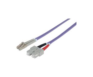 Intellinet 750936 Câble Fibre Optique OM4 3m LC/SC 50/125µm Duplex LSZH Violet - Diamètre Câble 3mm - Poids 80g