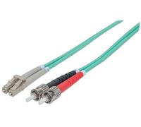 Intellinet Fiber Optic Patch Cable, OM3, ST/LC, 10m, Aqua, Duplex, Multimode, 50/125 µm, LSZH, Fibre, Lifetime Warranty, Polybag - Cordon de