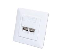 Intellinet 771900 : Prise de courant double RJ-45 STP 250 MHz, corps ABS blanc, dimensions 80x80x31mm, certification CE/RoHS/ISO/IEC 11801