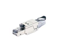 Intellinet 790741 : Connecteur RJ45 Mâle Cat6a U/FTP (STP) Acier Inoxydable, Contacts Or, Certification CE/RoHS/FCC/ISO/IEC, 14x63x17mm