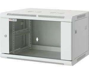 Intellinet Armoire réseau, Montage Mural (Standard), 15U, Profondeur 450 mm, Gris, assemblée, Max 60 kg, Porte en métal et Verre, Panneau arrière, côtés Amovibles, Convient également pour Une