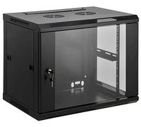Intellinet Armoire réseau, Montage Mural (Standard), 9U, Profondeur 450 mm, Noir, assemblée, Max 60 kg, Porte en métal et Verre, Panneau arrière, côtés Amovibles, Convient également pour Une