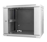 Intellinet Armoire réseau, Montage Mural (Standard), 9U, Profondeur 600 mm, Gris, assemblée, Max 60 kg, Porte en métal et Verre, Panneau arrière, côtés Amovibles, Convient également pour Une