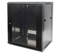 Intellinet Armoire réseau murale 19" (standard), 6U, profondeur 450 mm, noire, en kit, charge max. 60 kg, utilisable sur bureau ou sol, profondeur utile 270 à 350 mm, porte métal et verre, panneaux la
