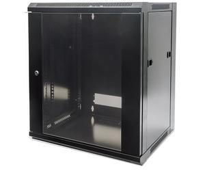 Intellinet Armoire réseau murale 19 (standard), 9U, profondeur 600 mm, noire, en kit, charge max. 60 kg, utilisable sur bureau ou sol, profondeur utile 410 mm, porte métal et verre, panneaux latéraux
