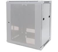 Intellinet Armoire réseau, Support Mural (Standard), 9U, Profondeur 450 mm, Gris, à Plat, Max 60 kg, Porte en métal et Verre, Panneau arrière, côtés Amovibles, Convient également pour Une Utilisation