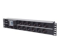 Intellinet Barre multiprise 48,3 cm 15 Prises Double Disjoncteur Aluminium, Schwarz - 714051