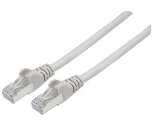 Intellinet Câble patch réseau Cat6A, 10 m, gris, cuivre, S/FTP, LSOH/LSZH, PVC, RJ45, contacts plaqués or, anti-accroc, avec manchon, garantie à vie