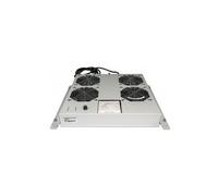 Intellinet 712798 Unité de Refroidissement avec 4 Ventilateurs pour armoires de 19" à Monter au Plafond avec Thermostat Gris