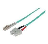 Intellinet Fiber Optic Patch Cable, OM3, LC/SC, 5m, Aqua, Duplex, Multimode, 50/125 µm, LSZH, Fibre, Lifetime Warranty, Polybag - Cordon de raccordement - SC multi-mode (M) pour LC multi-mode (M)...