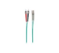 Intellinet Fiber Optic Patch Cable, OM3, ST/LC, 1m, Aqua, Duplex, Multimode, 50/125 µm, LSZH, Fibre, Lifetime Warranty, Polybag - Cordon de