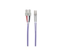 Intellinet Fiber Optic Patch Cable, OM4, LC/SC, 2m, Violet, Duplex, Multimode, 50/125 µm, LSZH, Fibre, Lifetime Warranty, Polybag - Cordon de raccordement - SC multi-mode (M) pour LC multi-mode (M) -