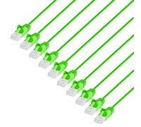 Intellinet Lot de 10 câbles de raccordement réseau Ethernet Slim Cat6 - 10 Gbit/s et 250 MHz - Câble de cuivre nu pur 30 AWG - Contacts plaqués or - 0,2 m - Vert citron