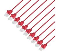 Intellinet Lot de 10 câbles de raccordement réseau Ethernet Slim Cat6 - 10 Gbit/s et 250 MHz - Câble de cuivre nu pur 30 AWG - Contacts plaqués or - 0,5 m - Rouge