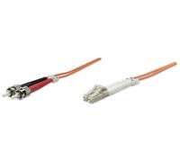 Intellinet Fiber Optic Patch Cable, OM2, LC/ST, 2m, Orange, Duplex, Multimode, 50/125 µm, LSZH, Fibre, Lifetime Warranty, Polybag - Cordon de