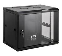 Intellinet Network Cabinet, Wall Mount (Standard), 9U, Usable Depth 350mm/Width 540mm, Black, Assembled, Max 60kg, Metal & Glass Door, Back Panel, Removeable Sides,Suitable also for use on desk or flo