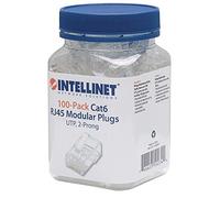 Intellinet Pack de 100 modules RJ45 catégorie 6 Intellilnet, fiche modulaire UTP, 2 Points, pour câble 100 fiches mâles par Poche 502344 Contact à sertir