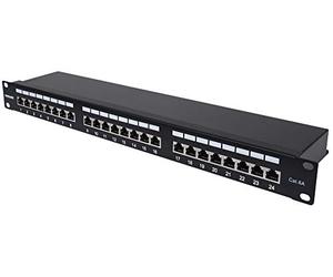 Intellinet Panneau de brassage, Cat6a, FTP, 24 ports, 1U, blindé, blocs de poinçonnage à 90°, noir