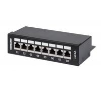 Intellinet Panneau de brassage, Cat6A, FTP, 8 ports, bureau, blindé, blocs 90° à insertion par le dessus (punch-down), noir