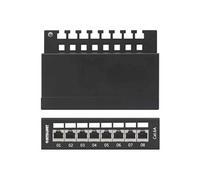 Intellinet Patch Panel, Cat6a, FTP, 8-Port, Desktop, Shielded, 90° Top-Entry Punch Down Blocks, Black - Tableau de connexions - bureau - CAT 6a - FTP