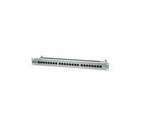 Intellinet Platine de brassage CAT6 blindée, 24 ports, FTP, 1U, blocs de terminaison à impact à angle droit à accès par le haut - Tableau de connexions - CAT 6 - FTP - RJ-45 X 24 - gris - 1U - 19