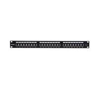 Intellinet Platine de brassage Cat6a blindée, 24 ports, FTP, 1U, 90 ° blocs de terminaison à impact à accès par le haut, noir - Tableau de connexions - CAT 6a - FTP - RJ-45 X 24 - noir - 1U - 19"