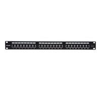 Intellinet Platine de brassage Cat6a blindée, 24 ports, FTP, 1U, 90 ° blocs de terminaison à impact à accès par le haut, noir - Tableau de connexions - CAT 6a - FTP - RJ-45 X 24 - noir - 1U - 19"
