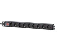 Unité de Distribution Énergie Intellinet 715133, 9 Prises CA Type F, 1U Rack, 220-250V, 16A, Aluminium Noir, Câble 2m, Certifié CE/RoHS/REACH/IEC