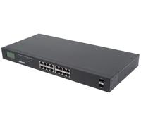 INTELLINET Switch 16-Port Gigabit PoE+ LCD-Anzeige 19" 2xSFP