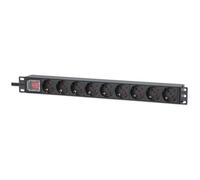 Intellinet Unité de distribution d'alimentation (PDU) 19" 1U à 9 prises EU, avec interrupteur marche/arrêt, montage horizontal, 16 A, prises EU CEE 7/3, câble d'alimentation 2 m, sortie, montage en ra