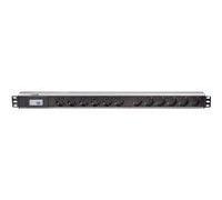 Intellinet Vertical Rackmount 12-Way Power Strip - German Type, With Single Air Switch, No Surge Protection - Unité de distribution secteur (rack-montable) - connecteurs de sortie : 12 - 1.5U -...